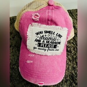 Pink Distressed Cap with Patch